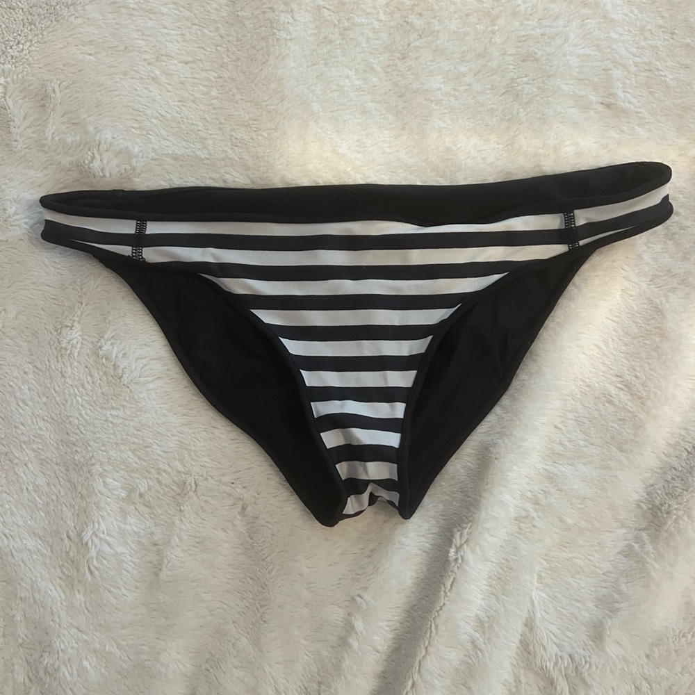 lululemon athletica Black and White Striped Bikini Bottom